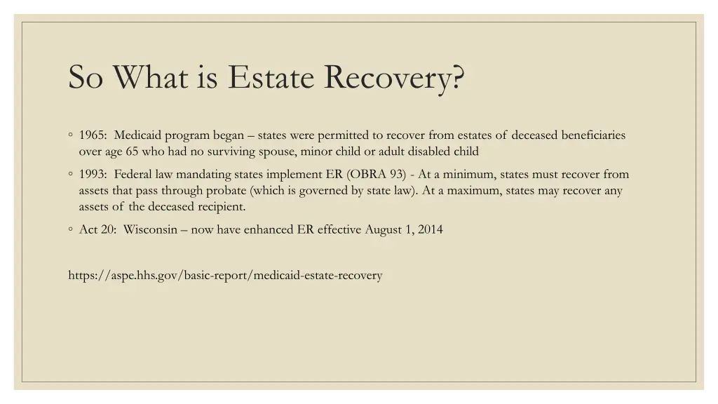 so what is estate recovery