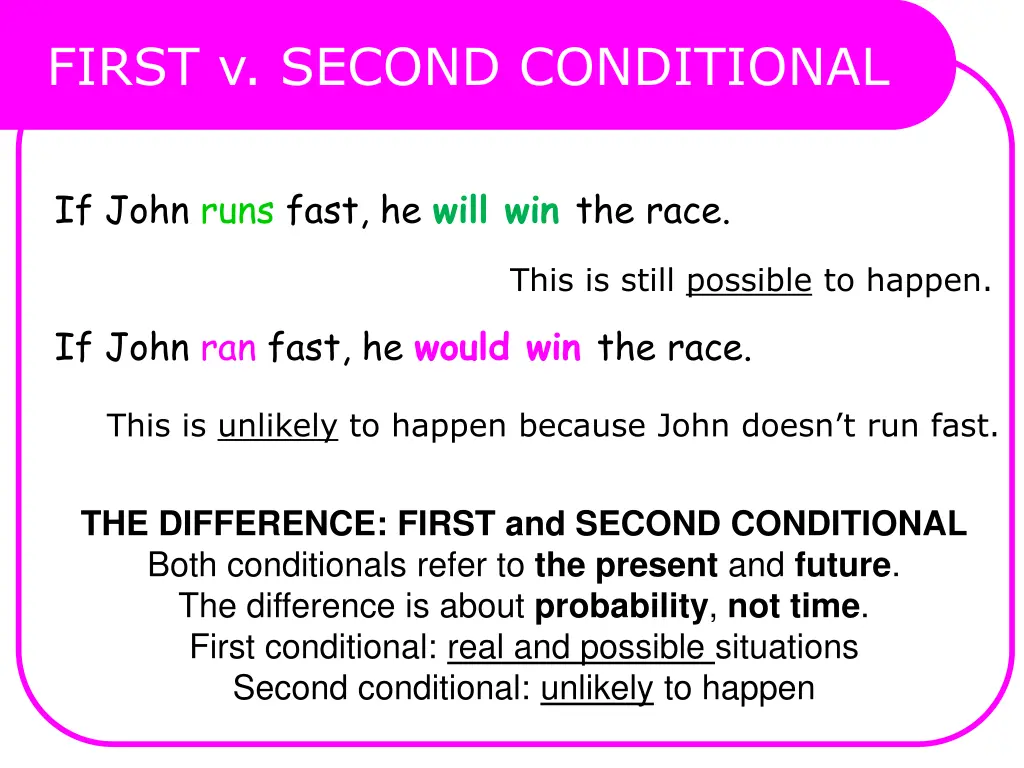 first v second conditional