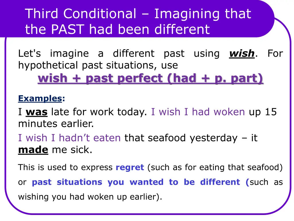 third conditional imagining that the past