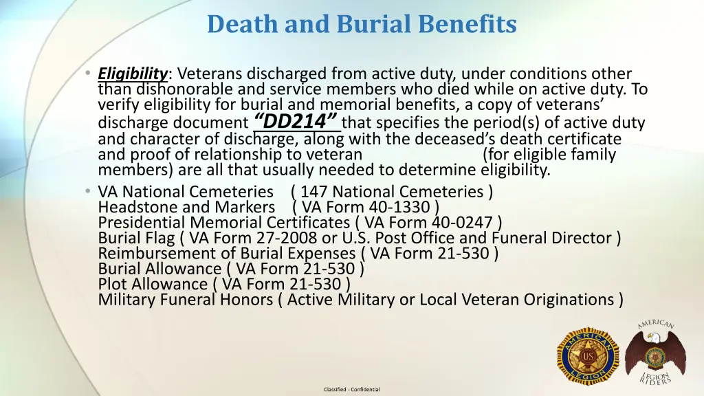 death and burial benefits