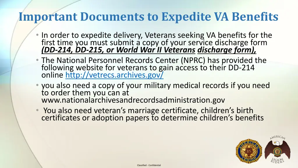 important documents to expedite va benefits