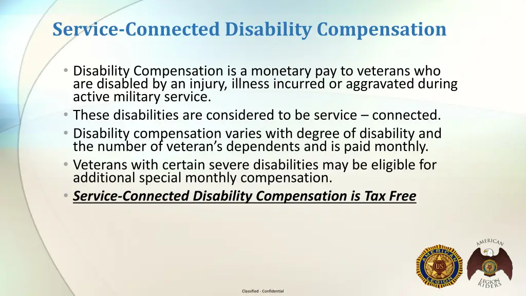 service connected disability compensation