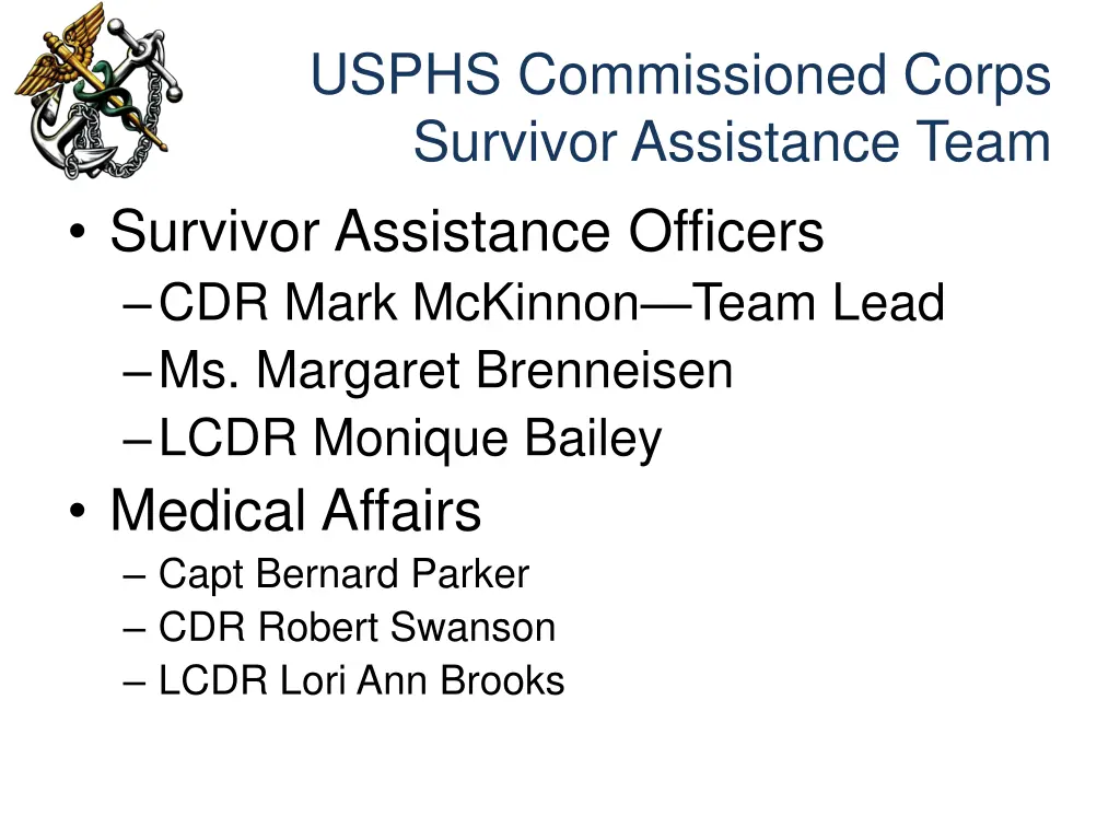 usphs commissioned corps survivor assistance team