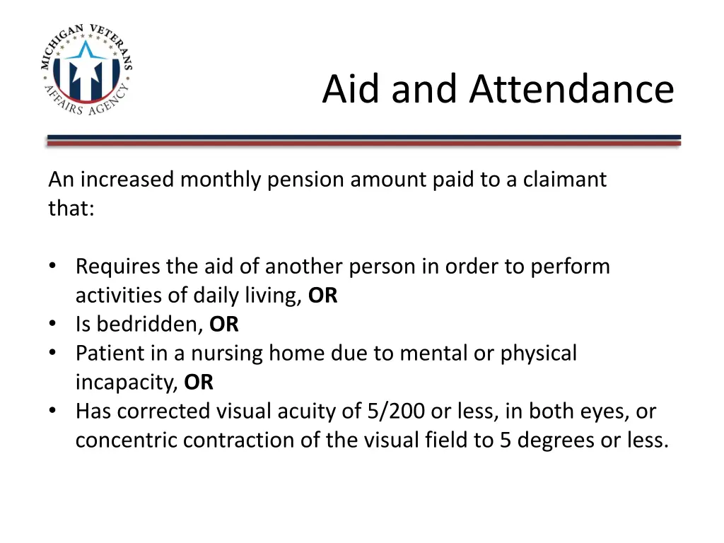 aid and attendance