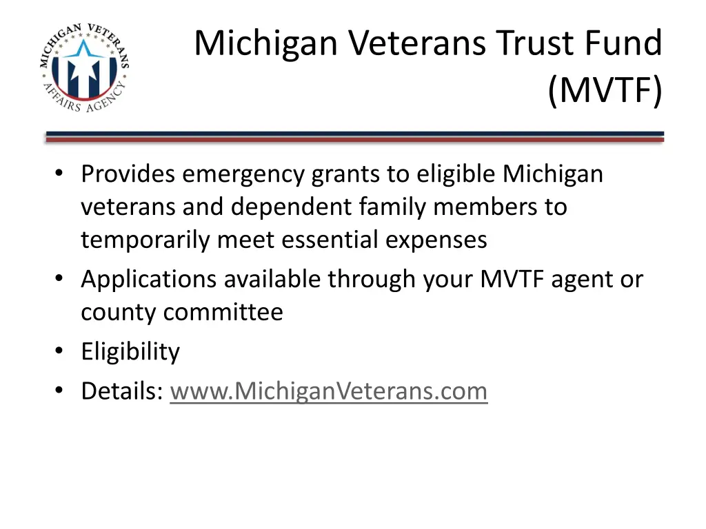 michigan veterans trust fund