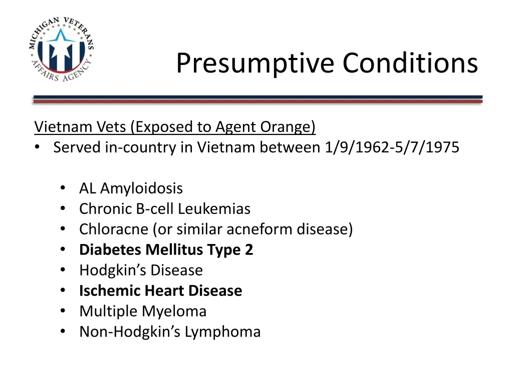 presumptive conditions 1