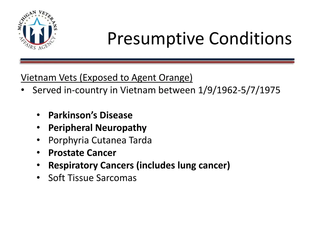 presumptive conditions 2