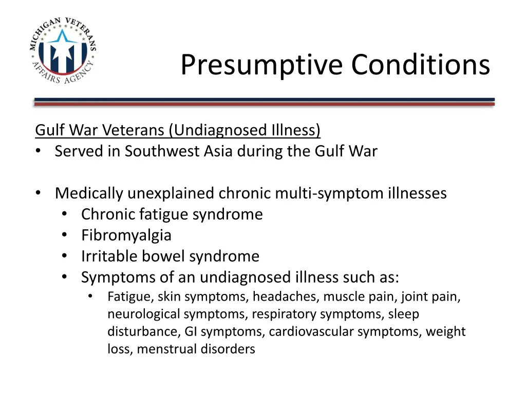 presumptive conditions 3