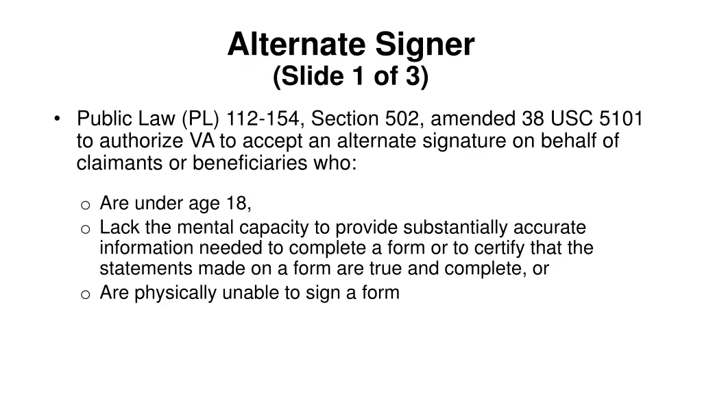 alternate signer slide 1 of 3