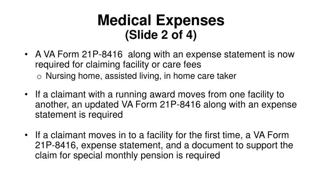 medical expenses slide 2 of 4