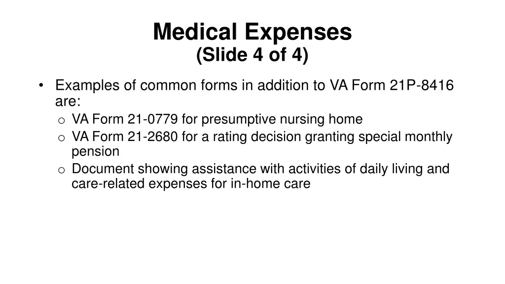 medical expenses slide 4 of 4