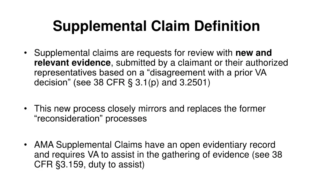 supplemental claim definition