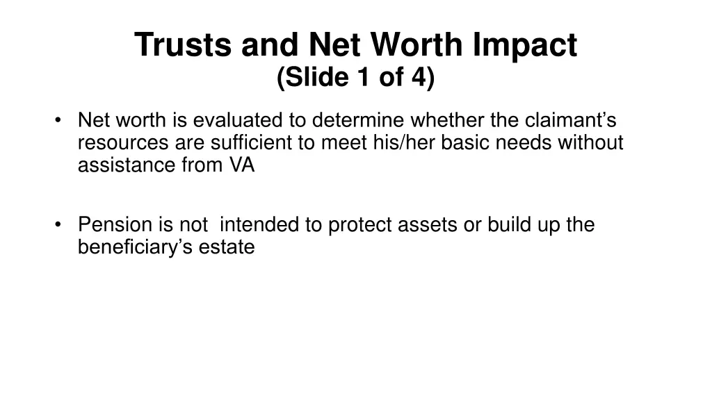 trusts and net worth impact slide 1 of 4