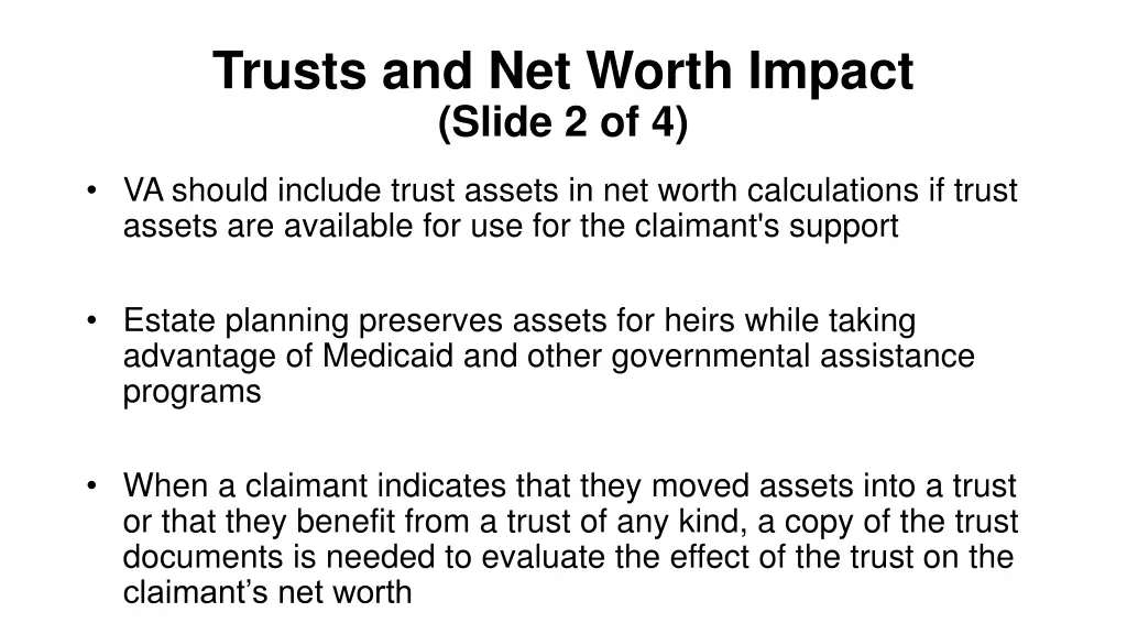 trusts and net worth impact slide 2 of 4