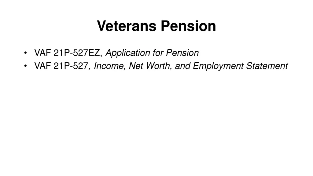 veterans pension