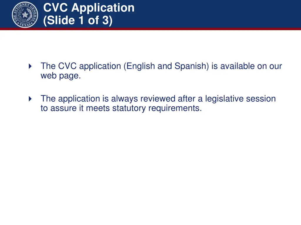 cvc application slide 1 of 3