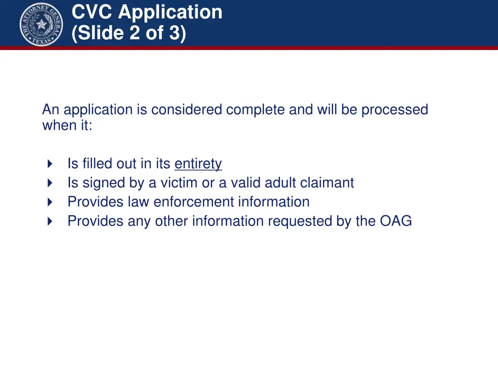 cvc application slide 2 of 3