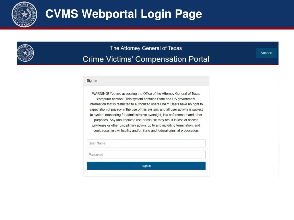 cvms webportal login page