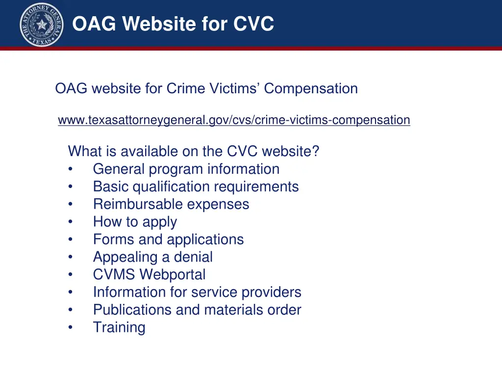 oag website for cvc