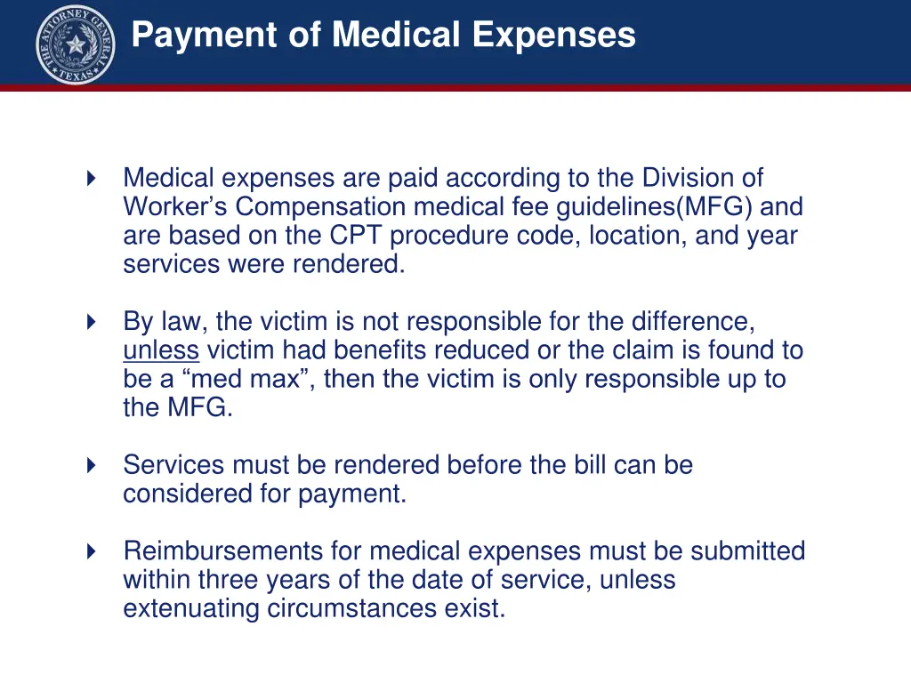 payment of medical expenses