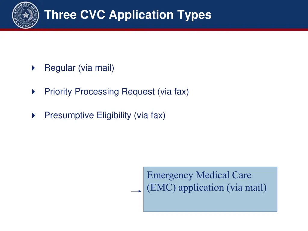 three cvc application types