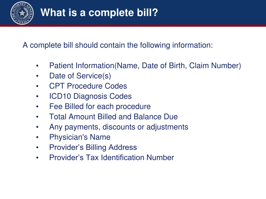 what is a complete bill