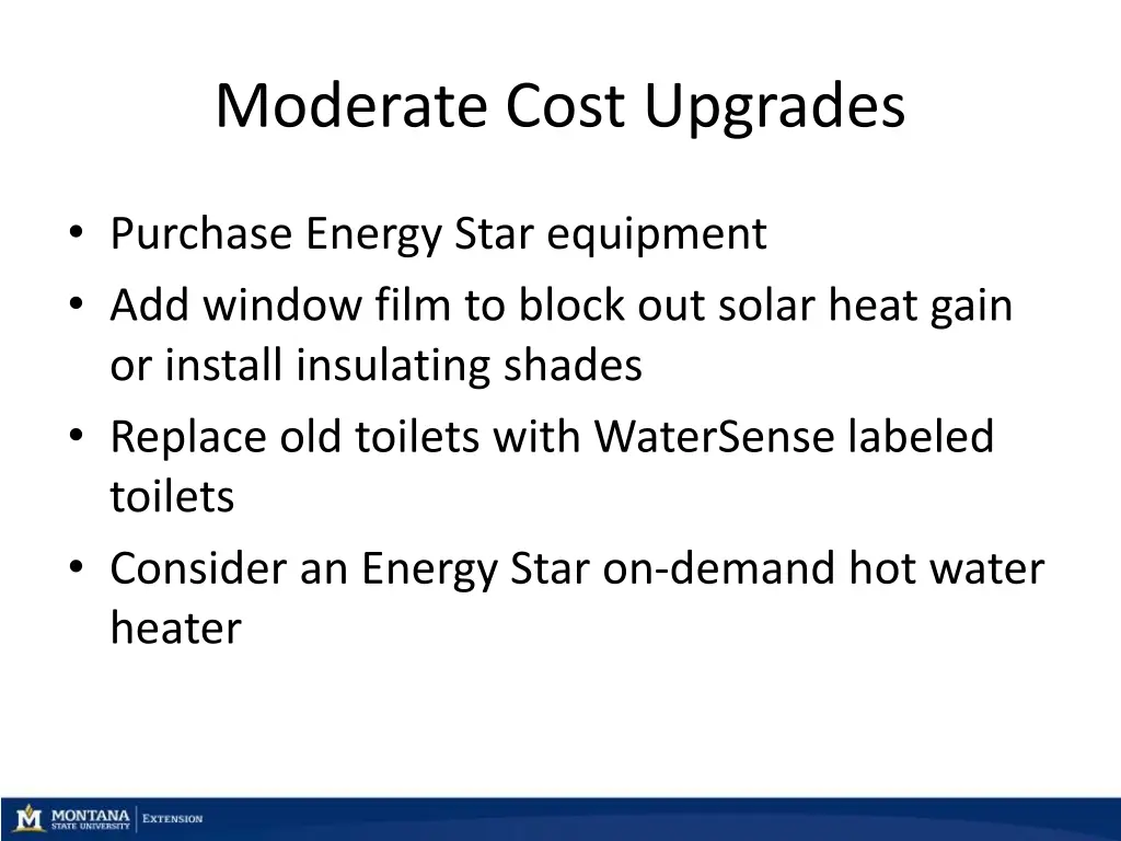 moderate cost upgrades