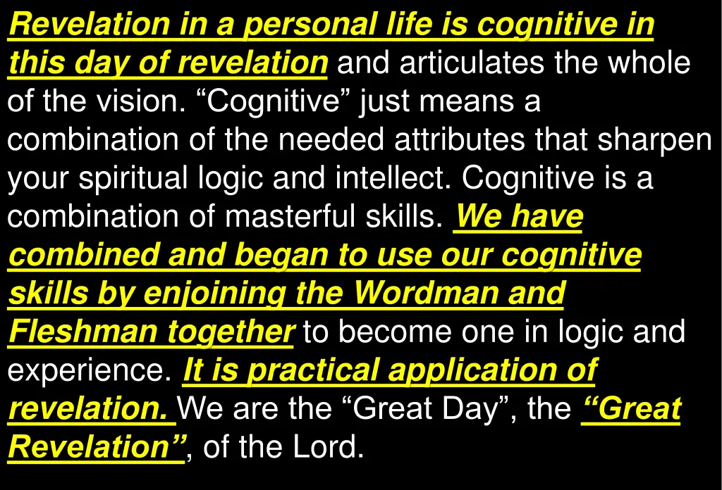 revelation in a personal life is cognitive