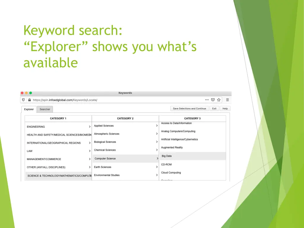 keyword search explorer shows you what s available