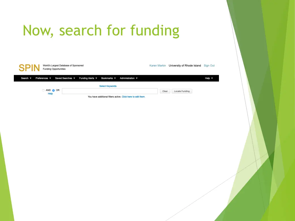 now search for funding