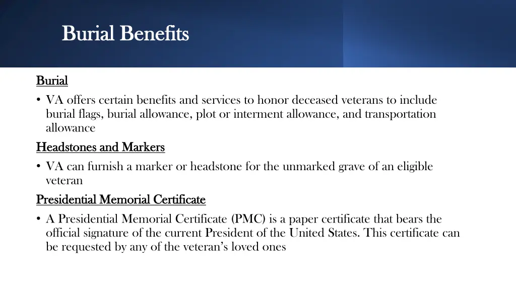 burial benefits burial benefits