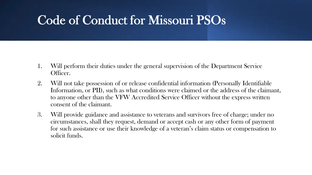 code of conduct for missouri psos code of conduct