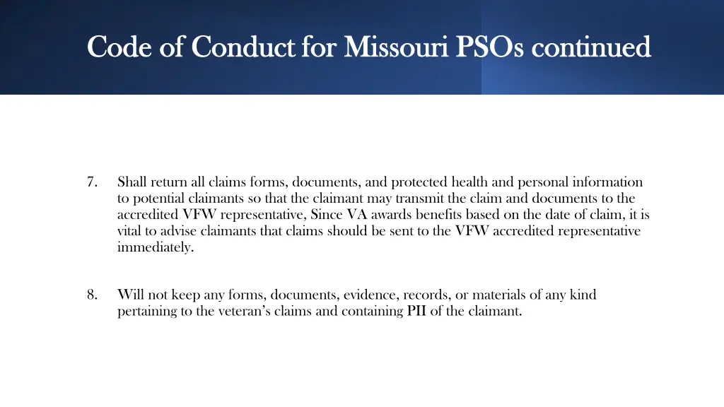 code of conduct for missouri psos continued code 1