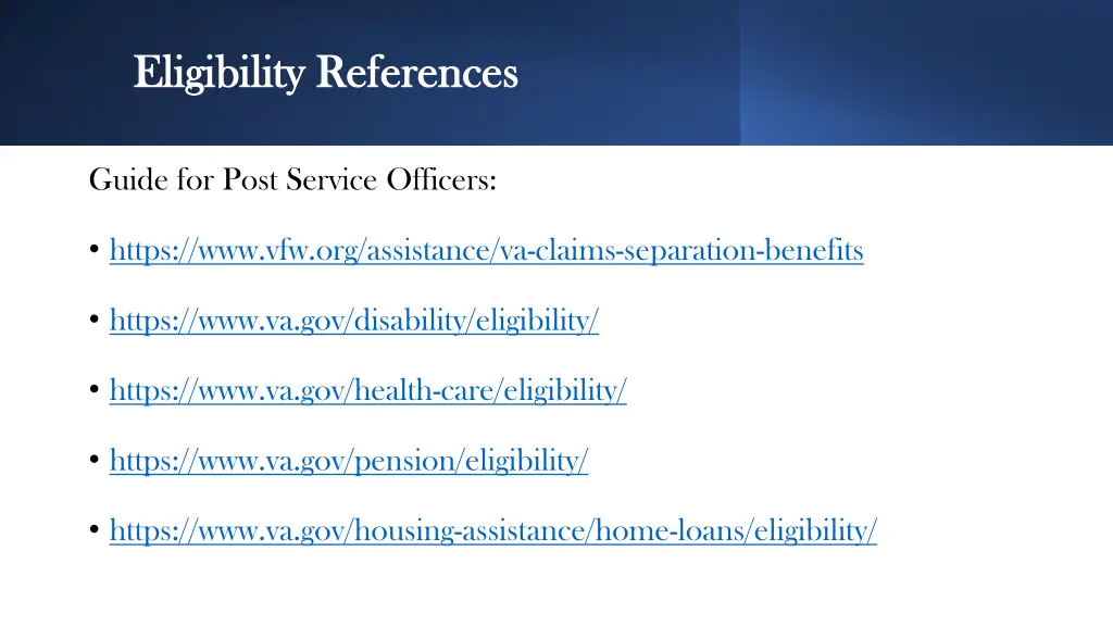 eligibility references eligibility references