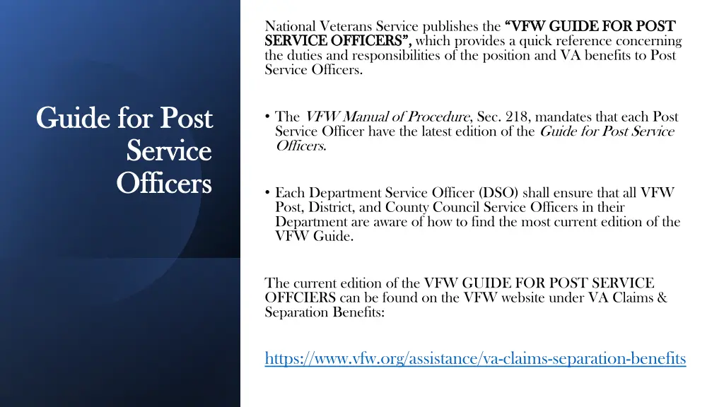 national veterans service publishes the vfw guide