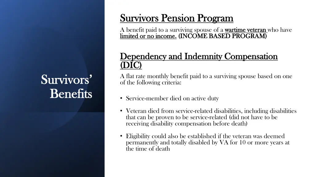 survivors pension program survivors pension