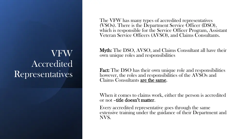 the vfw has many types of accredited