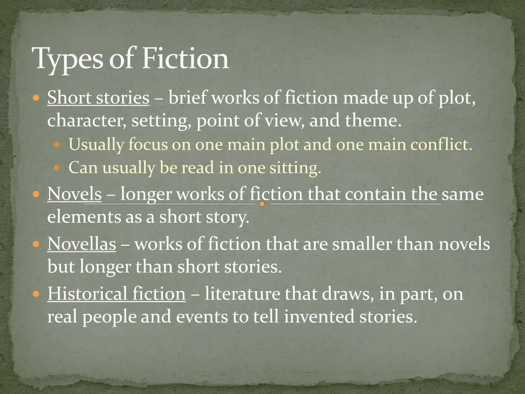 types of fiction