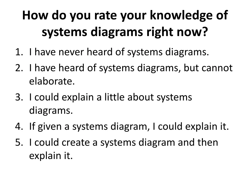 how do you rate your knowledge of systems