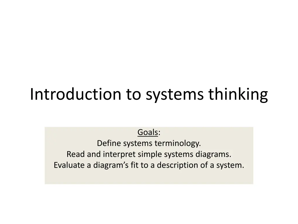 introduction to systems thinking