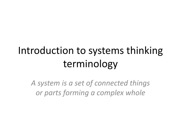 introduction to systems thinking terminology