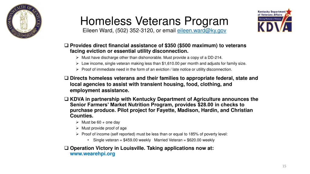 homeless veterans program eileen ward