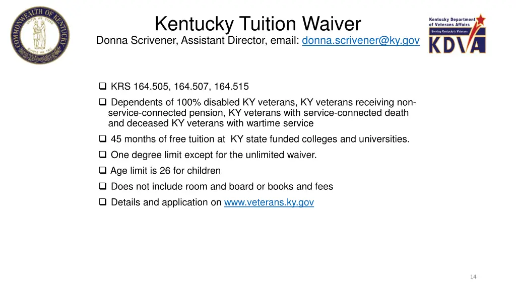 kentucky tuition waiver donna scrivener assistant