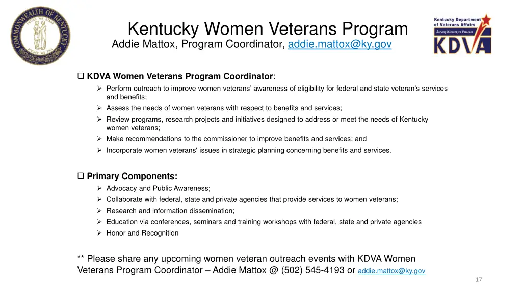 kentucky women veterans program addie mattox