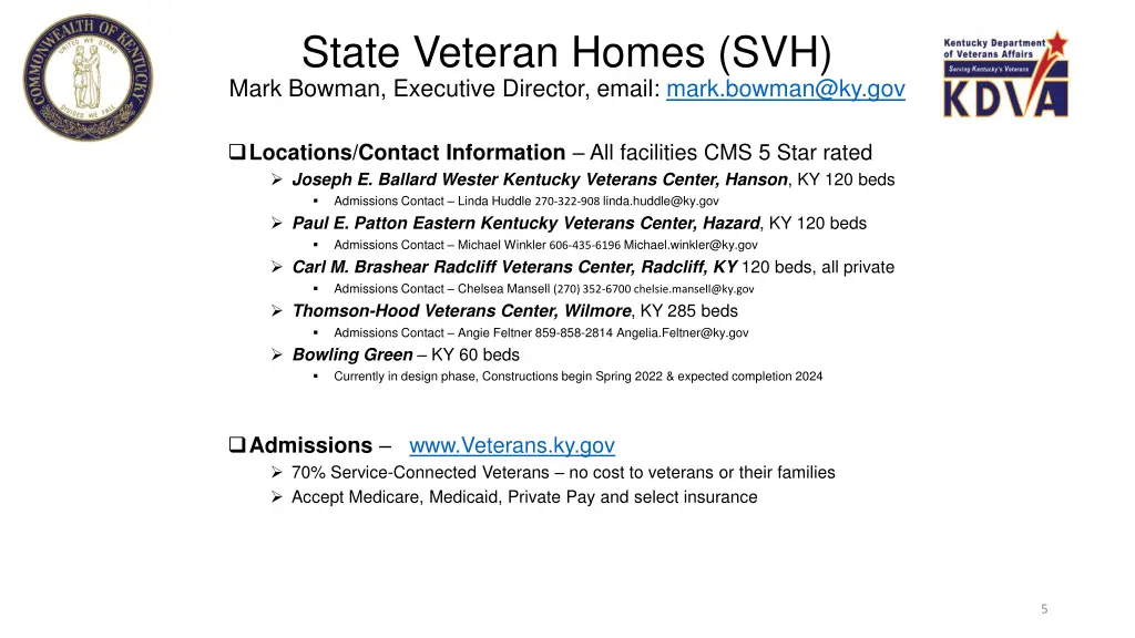 state veteran homes svh mark bowman executive