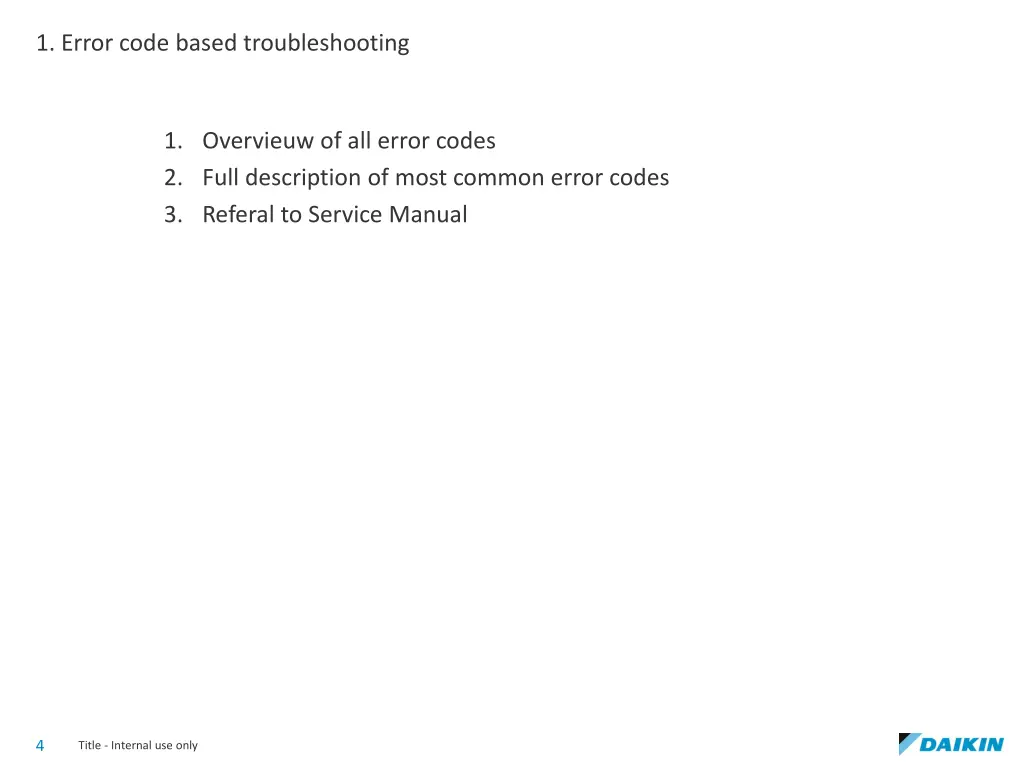 1 error code based troubleshooting