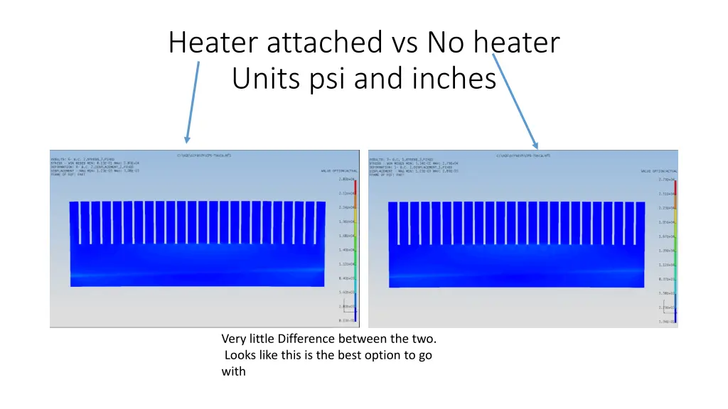 heater attached vs no heater units psi and inches