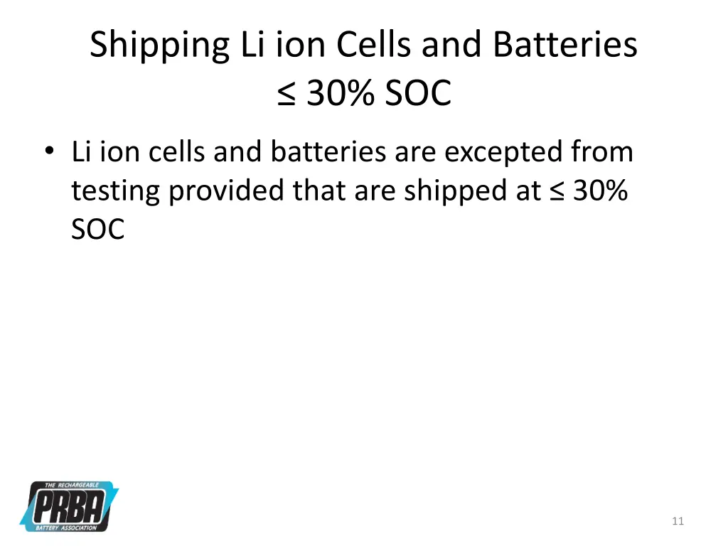 shipping li ion cells and batteries 30 soc