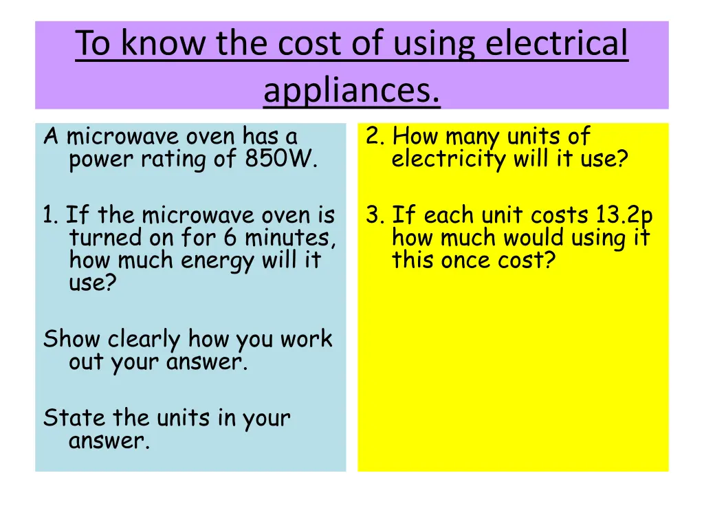 to know the cost of using electrical appliances 12