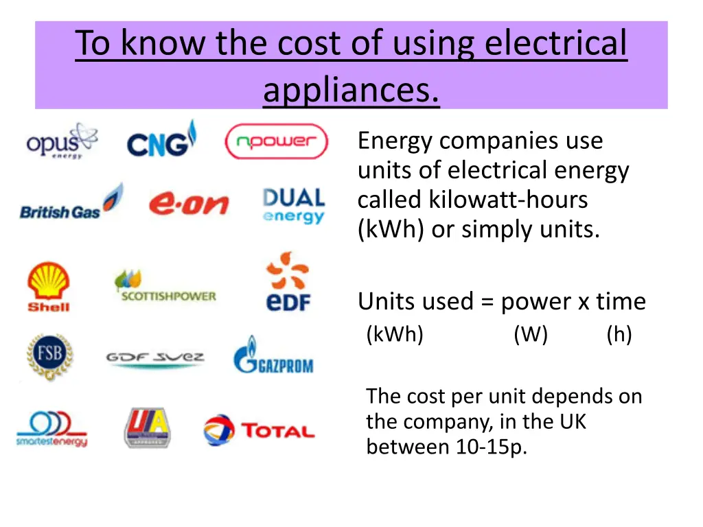 to know the cost of using electrical appliances 7